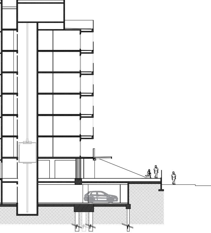 Corte del edificio
